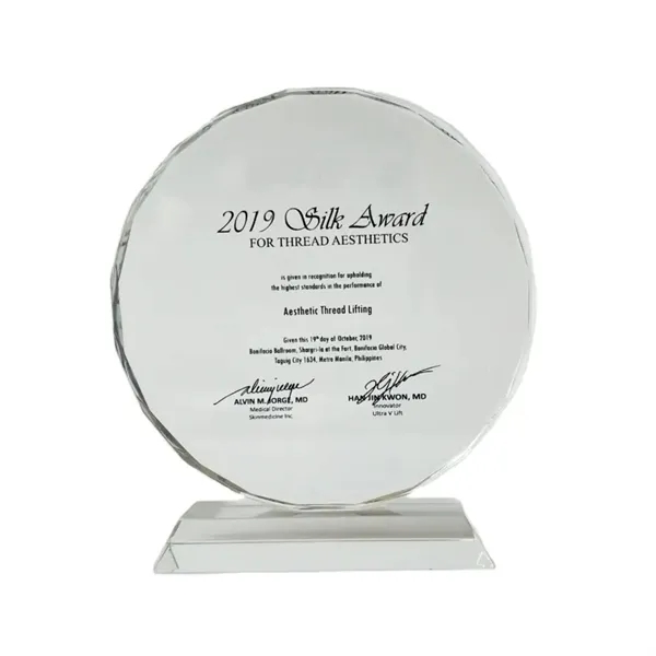 Clear crystal honor award trophy plus laser engraving on 1 location... from ASI 37218 Athena Promo (tm)