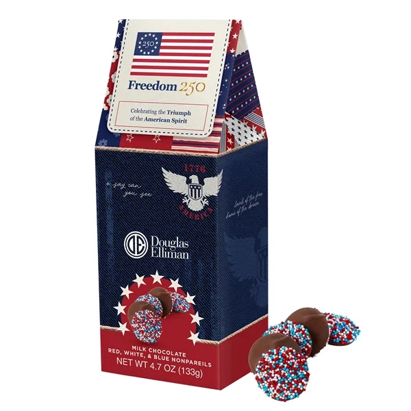 Box of patriotic nonpareils.... from ASI 44900 NC Custom (CI/Lanco) / Chocolate Inn