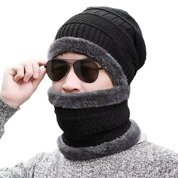 Acrylic beanie neck scarf set plus 1 color embroidery logo on... from ASI 37218 Athena Promo (tm)