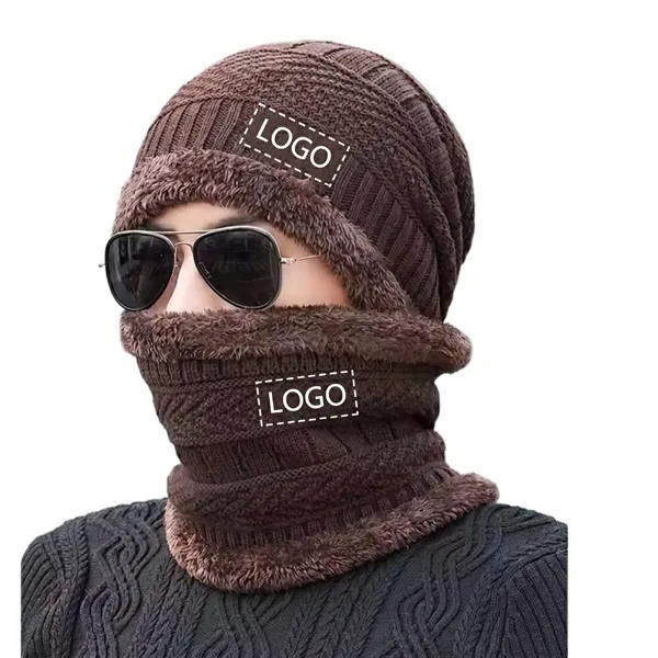 Acrylic beanie neck scarf set plus 1 color embroidery logo on... from ASI 37218 Athena Promo (tm)