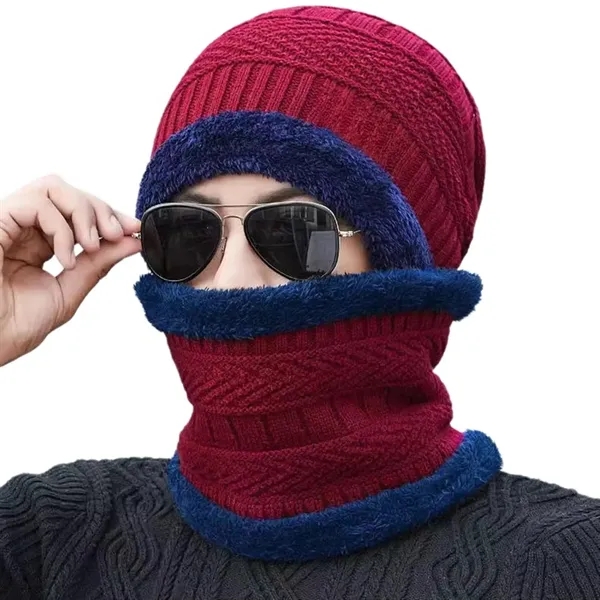 Acrylic beanie neck scarf set plus 1 color embroidery logo on... from ASI 37218 Athena Promo (tm)