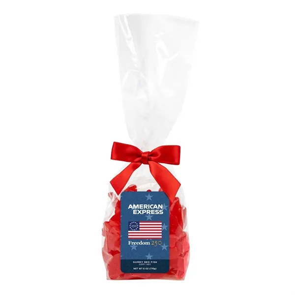 Mug drop with gummy red fish.... from ASI 44900 NC Custom (CI/Lanco) / Chocolate Inn