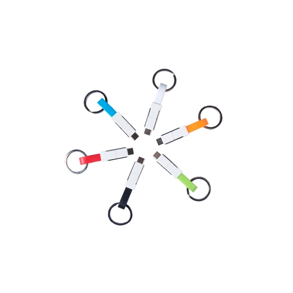 3-in-1 round magnet charging cable with keychain design and multiple ports.... from ASI 37218 Athena Promo (tm)