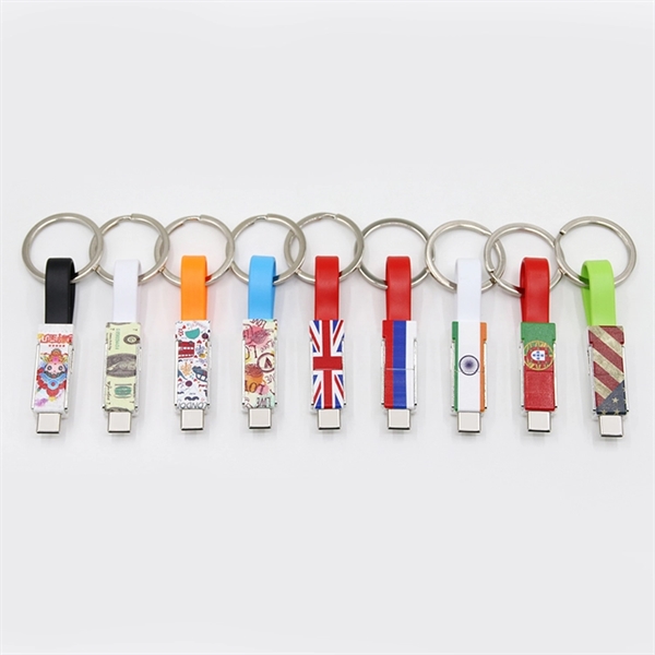 3-in-1 round magnet charging cable with keychain design and multiple ports.... from ASI 37218 Athena Promo (tm)