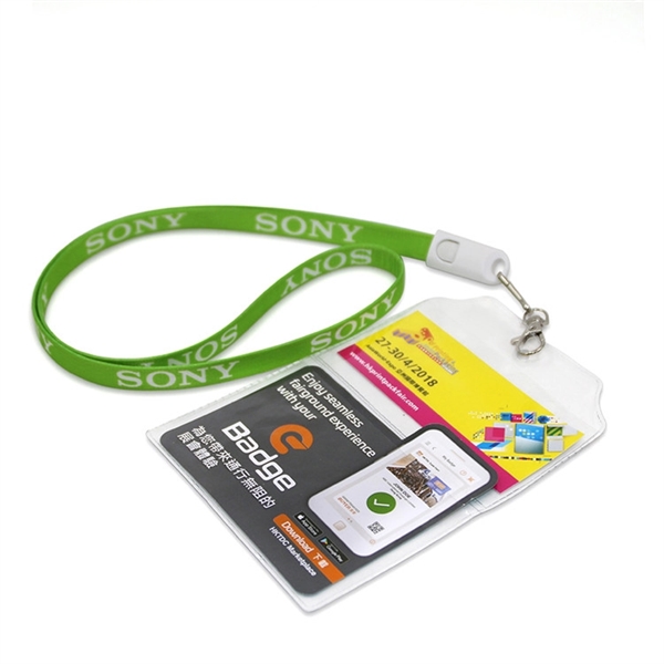 2-in-1 Lanyard charging cable with a clip and micro-USB + lightning... from ASI 37218 Athena Promo (tm)
