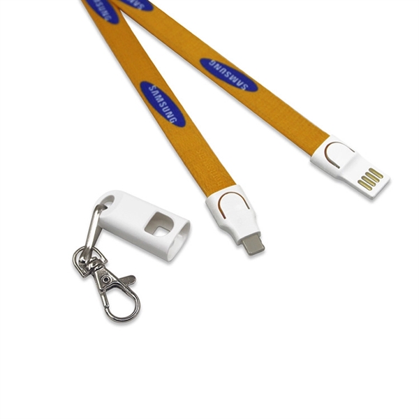 2-in-1 Lanyard charging cable with a clip and micro-USB + lightning... from ASI 37218 Athena Promo (tm)