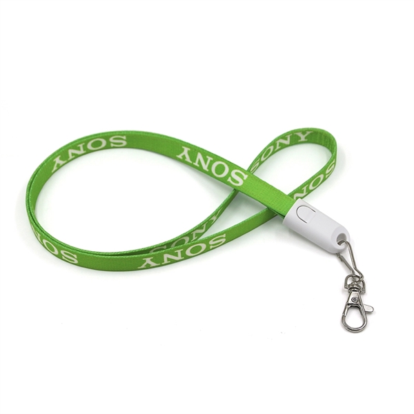 2-in-1 Lanyard charging cable with a clip and micro-USB + lightning... from ASI 37218 Athena Promo (tm)