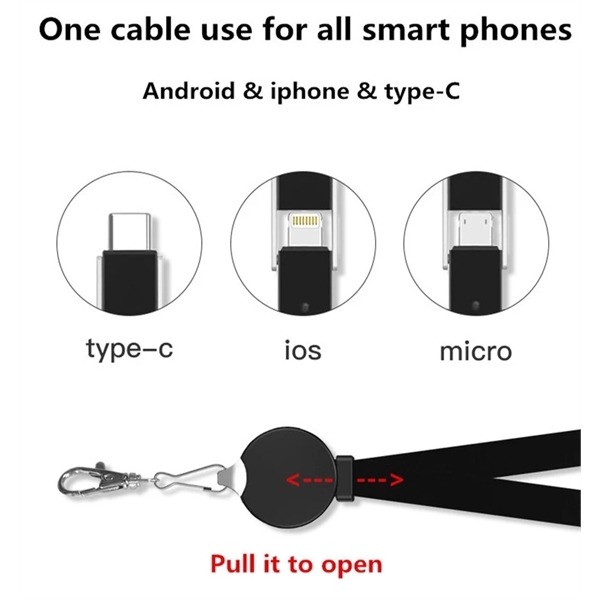 3-in-1 round lanyard charging cable with a 2-in-1 micro-USB + lightning... from ASI 37218 Athena Promo (tm)