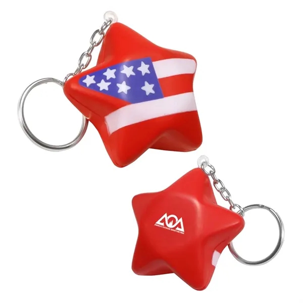 2.25" star shaped stress reliever keychain with stars and stripes stock... from ASI 63549 Jornik Manufacturing Corp