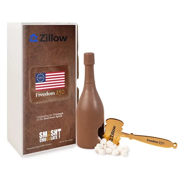 Chocolate smash bottle filled with champagne bubbles.... from ASI 44900 NC Custom (CI/Lanco) / Chocolate Inn