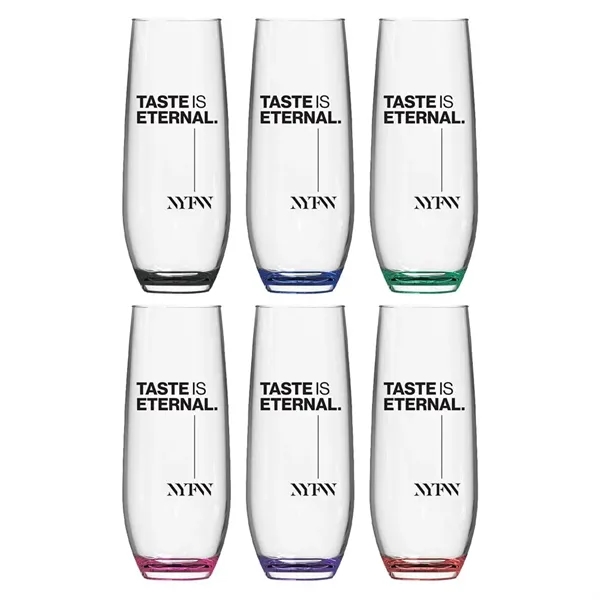 9oz Stemless Champagne Flute Glass with Color Bottom... from ASI 88060 Snugz/USA Inc