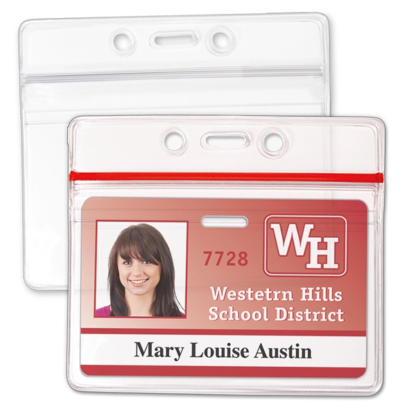 Credit-card-size resealable badge holder features a zipper closure for extra protection.... from ASI 79898 Promovision / PROMOVISION