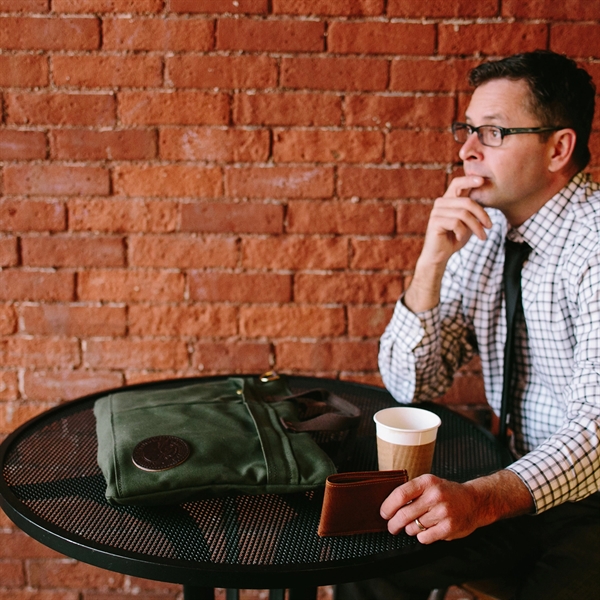 USA Made Book Bag made from durable 15-ounce canvas and leather... from ASI 46170 Compass Industries Inc