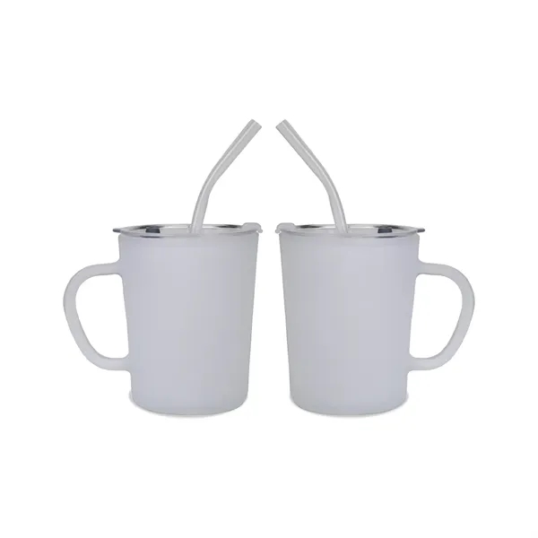 13.5oz glass Symphony mug with plastic lid and straw.... from ASI 52475 Xpres LLC