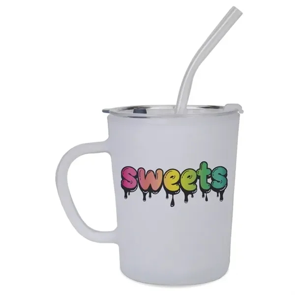 13.5oz glass Symphony mug with plastic lid and straw.... from ASI 52475 Xpres LLC