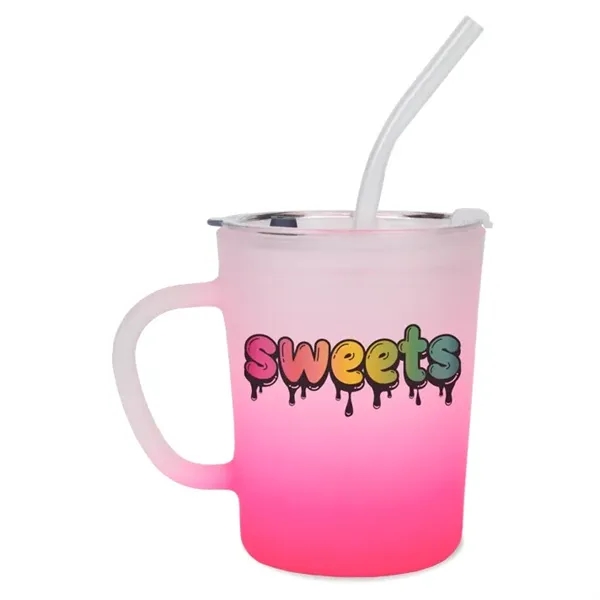13.5oz glass Symphony mug with plastic lid and straw.... from ASI 52475 Xpres LLC
