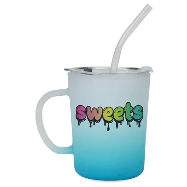13.5oz glass Symphony mug with plastic lid and straw.... from ASI 52475 Xpres LLC