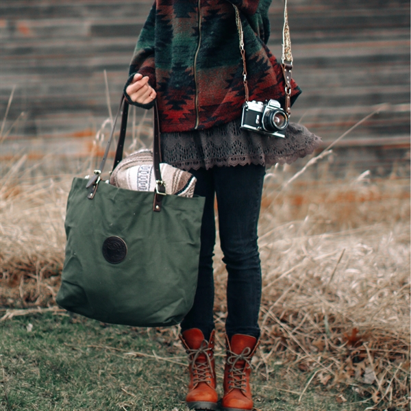 USA Made Book Bag made from durable 15-ounce canvas and leather... from ASI 46170 Compass Industries Inc