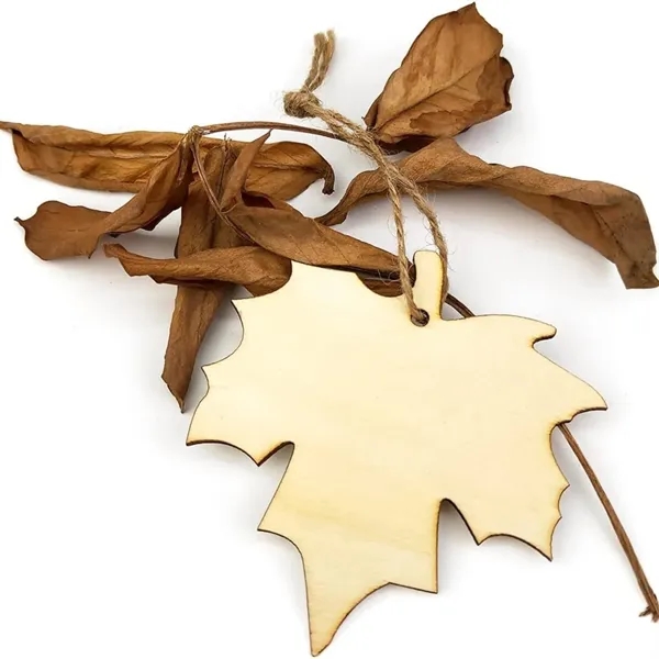 Item #160206 Maple Leaf Wooden Tag With Hanging Rope