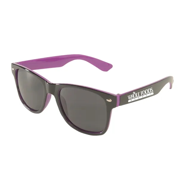 Miami two-tone sunglasses are available in three colors with protective lenses... from ASI 52840 Evans Manufacturing