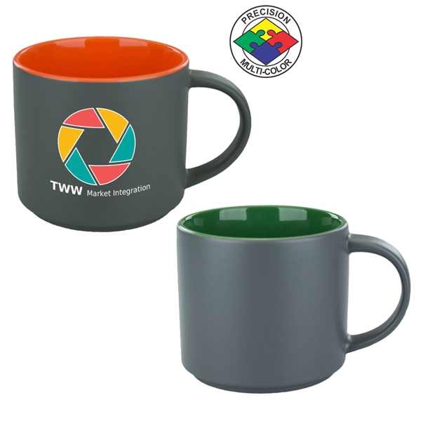Stackable 16oz Norwich Mug. Available in solid and two-tone options. Spot... from ASI 80093 Pyrographics