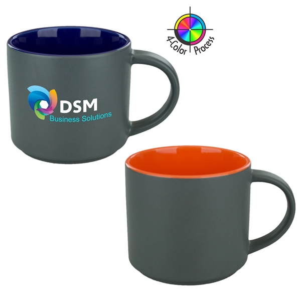 Stackable 16oz Norwich Mug. Available in solid and two-tone options. Spot... from ASI 80093 Pyrographics