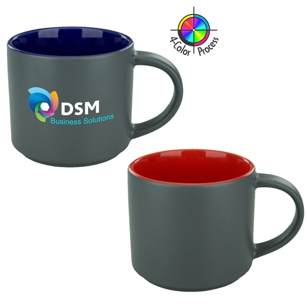 Stackable 16oz Norwich Mug. Available in solid and two-tone options. Spot... from ASI 80093 Pyrographics