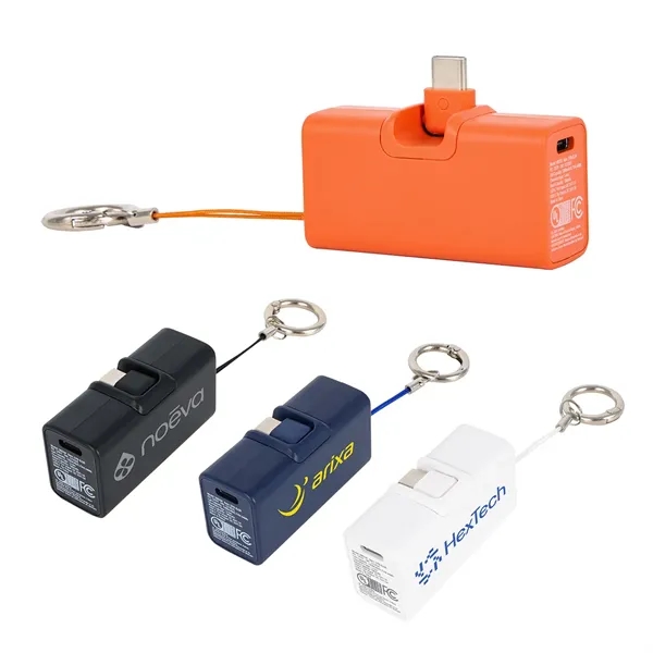 Item #EPB-BJ26 Bijou 1200mAh UL Listed Power Bank with USB-C Tip & Keyring