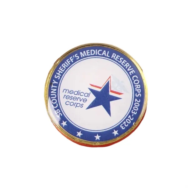 1.18-inch round epoxy lapel pin badge plus full color epoxy dome... from ASI 37218 Athena Promo (tm)