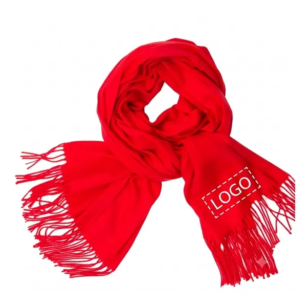 Polyester women fringe scarf plus 1 color embroidery logo on 1... from ASI 37218 Athena Promo (tm)