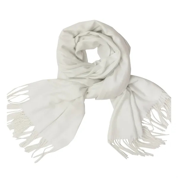 Polyester women fringe scarf plus 1 color embroidery logo on 1... from ASI 37218 Athena Promo (tm)