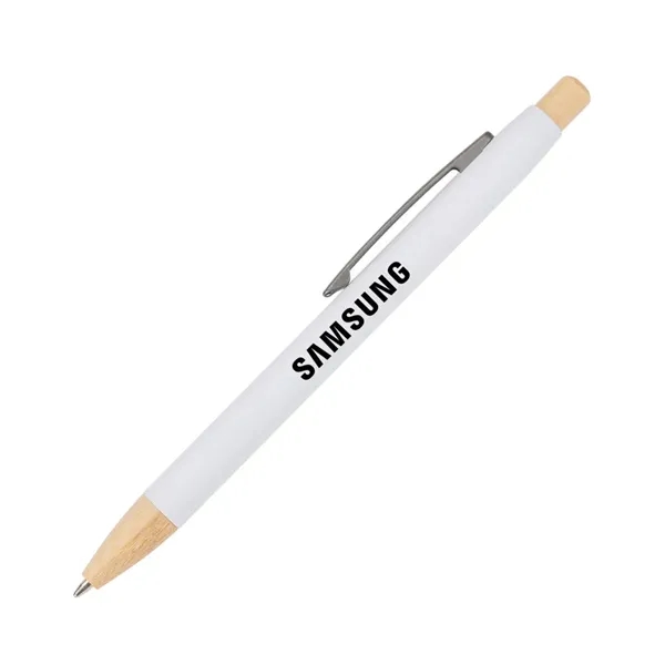 The Charon Aluminum Ballpoint Pen w/Bamboo Clicker & Tip combines sleek... from ASI 84592 St Regis Group