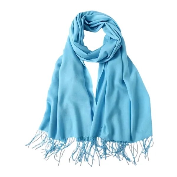 Cashmere women fringe scarf plus 1 color embroidery logo on 1... from ASI 37218 Athena Promo (tm)
