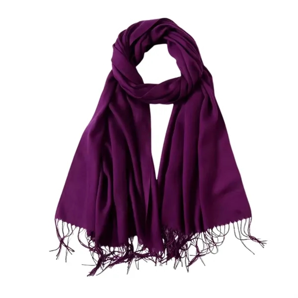 Cashmere women fringe scarf plus 1 color embroidery logo on 1... from ASI 37218 Athena Promo (tm)