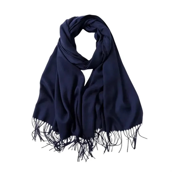 Cashmere women fringe scarf plus 1 color embroidery logo on 1... from ASI 37218 Athena Promo (tm)