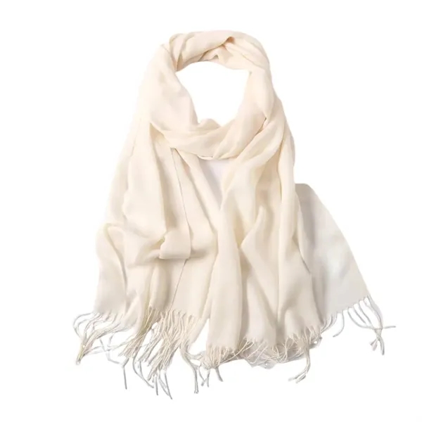 Cashmere women fringe scarf plus 1 color embroidery logo on 1... from ASI 37218 Athena Promo (tm)