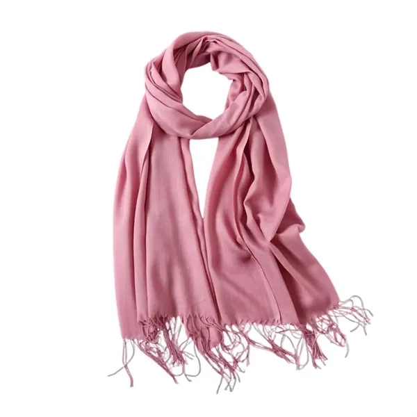 Cashmere women fringe scarf plus 1 color embroidery logo on 1... from ASI 37218 Athena Promo (tm)