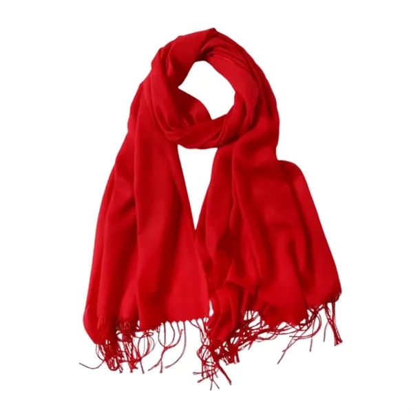 Cashmere women fringe scarf plus 1 color embroidery logo on 1... from ASI 37218 Athena Promo (tm)