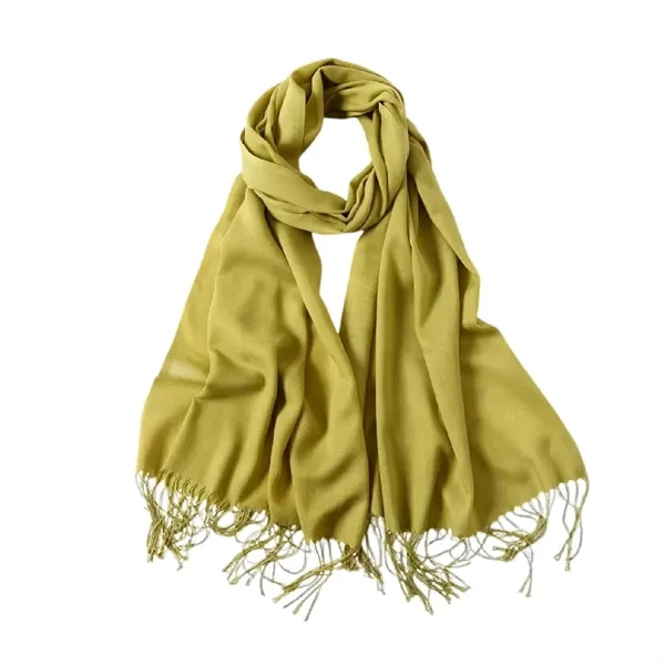 Cashmere women fringe scarf plus 1 color embroidery logo on 1... from ASI 37218 Athena Promo (tm)