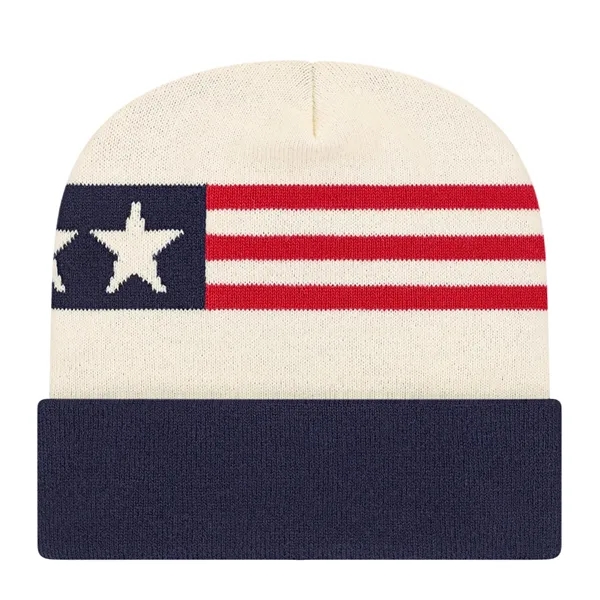 Americana pattern Knit Cap with Cuff... from ASI 43792 Cap America Inc