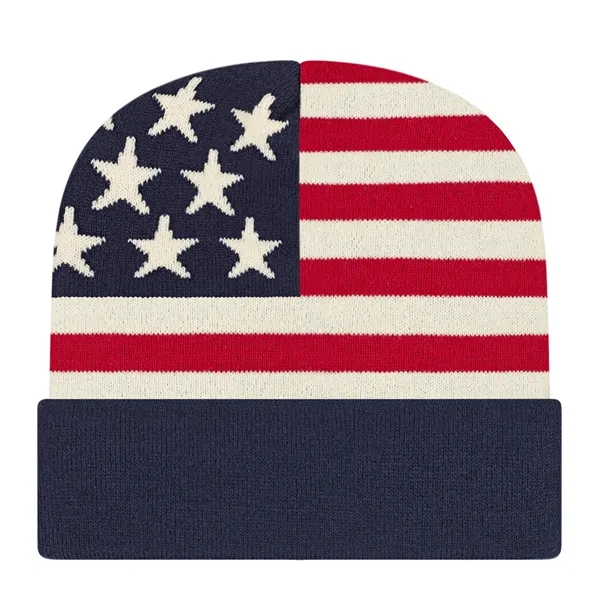 Americana pattern Knit Cap with Cuff... from ASI 43792 Cap America Inc