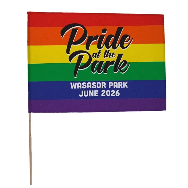 Polyester Pride flags with a full color dye sublimated imprint and... from ASI 77280 Pepco Poms / Pepco Poms