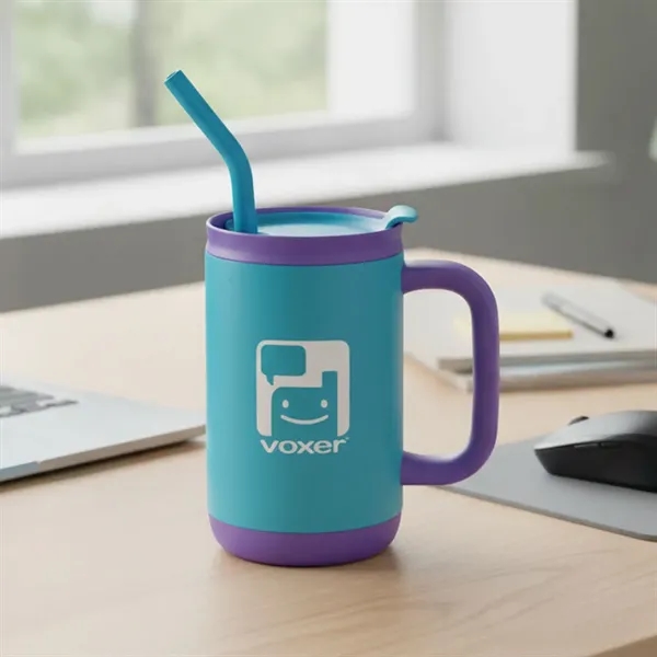 The Abelia SS Sip & Twist Lid Mug with Straw (16oz)... from ASI 84592 St Regis Group