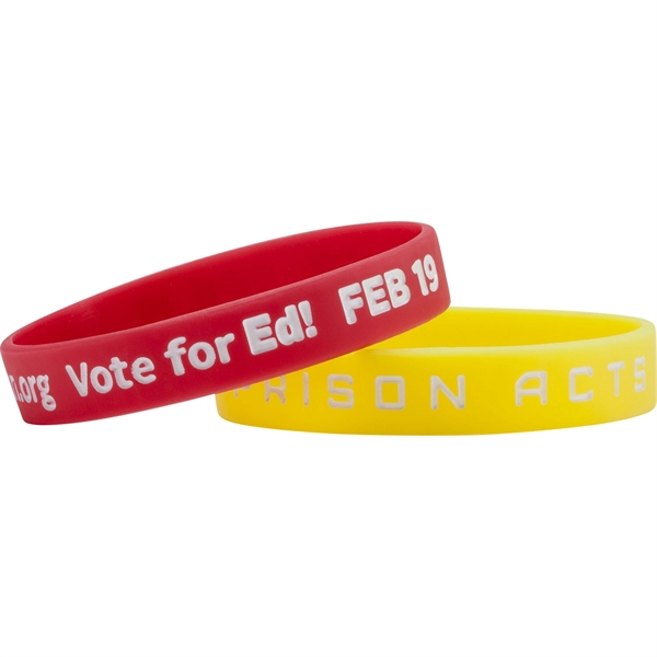 Silicone wristband debossed with colorfill. 1/2" wide.... from ASI 54100 Fields Manufacturing Inc / Fields