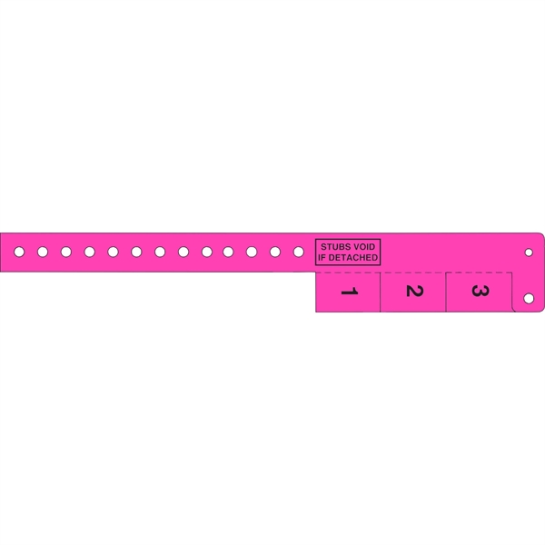 Multi-tab vinyl wristband, features 3-tab pull off's for redemption use.... from ASI 54100 Fields Manufacturing Inc / Fields