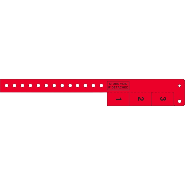 Multi-tab vinyl wristband, features 3-tab pull off's for redemption use.... from ASI 54100 Fields Manufacturing Inc / Fields