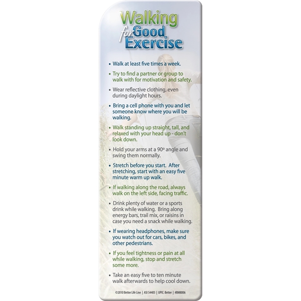 Bookmark - Walking for Good Exercise... from ASI 54100 Fields Manufacturing Inc / Better Life Line