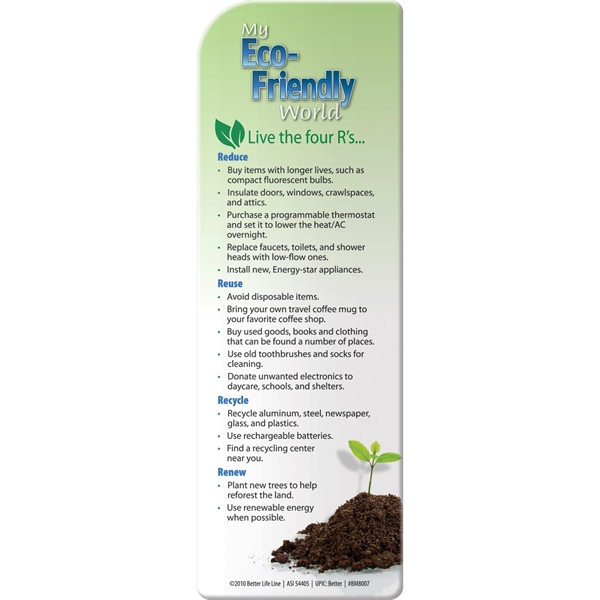Bookmark - My Eco-Friendly World... from ASI 54100 Fields Manufacturing Inc / Better Life Line