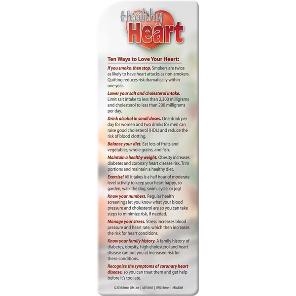 Bookmark - Healthy Heart... from ASI 54100 Fields Manufacturing Inc / Better Life Line