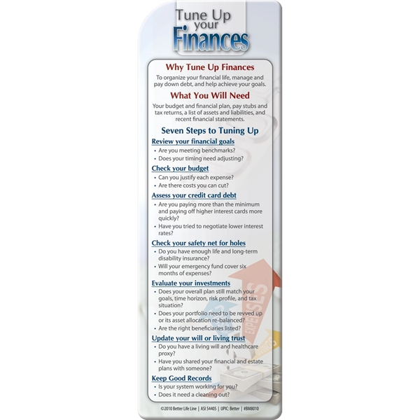 Bookmark - Tune Up Your Finances... from ASI 54100 Fields Manufacturing Inc / Better Life Line